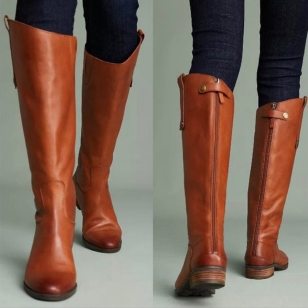 Sam Edelman Penny (Wide Calf)Whiskey Brown Leather Riding Boot 7.5M